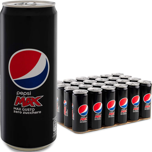 Pepsi Max, Bevanda Analcolica Gusto Cola, Zero Zucchero, Lattina Sleek, Formato da 24x0,33L